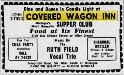 John Zittels Covered Wagon Inn - December 1954 Ad